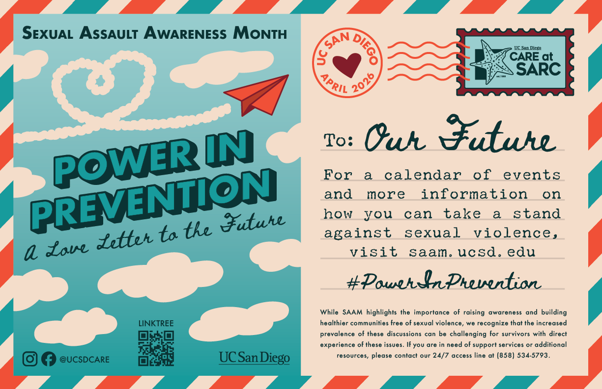 This image is the poster for CARE at SARC's Sexual Assault Awareness Month 2026 campaign.